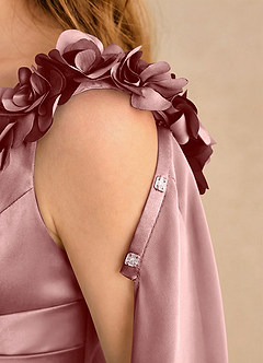 Azazie Rosita Girls Formal Flower Girl Klänningar Klä A-Line i Stretch Satin Plisserad image6