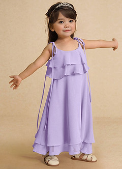 Azazie Temi Flower Girl Dresses Lilac A-Line Spaghetti Strap Chiffon Dress image8