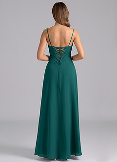 Azazie Valentine Bridesmaid Dresses Peacock A-Line Corset Chiffon Dress image2