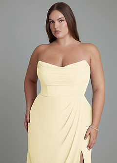 Azazie Johana Bridesmaid Dresses Lemon Sorbet Mermaid Off the Shoulder Chiffon Convertible Dress image15