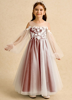Azazie Zimi vestidos de niña de las flores Vestido de Castaño de Tul de Princesa con Escote de Corazón image2