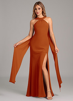 Azazie Kinsley Bridesmaid Dresses Paprika Mermaid Pleated Chiffon Dress image5