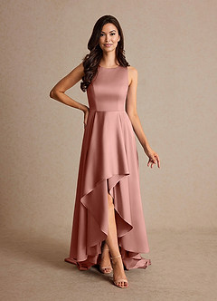 Azazie Niles Mother of the Bride Dresses Rosette A-Line Trains Stretch Satin Dress image1