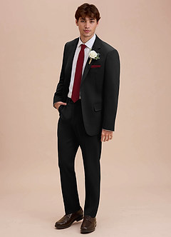 front Ethan Negro Traje de tejido refinado