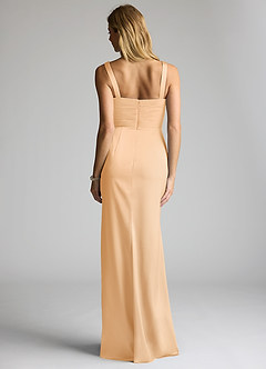 Azazie Elida Brautjungfernkleider Etui Plissee Stretch-Satin Kleid Gold image4