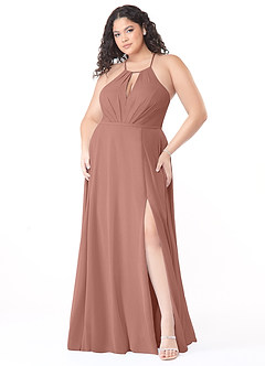 Azazie Evalleen Bridesmaid Dresses Cedar Rose A-Line Pleated Chiffon Dress image9