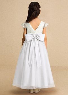 Azazie Pookie Flower Girl Dresses Diamond White A-Line Lace Tulle Dress image5