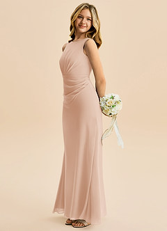 Azazie Floris Junior Robe Trapèze en Mousseline de soie Plissée Rose Perle image5