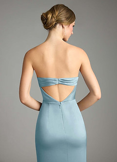 Azazie Leonis Bridesmaid Dresses Moody Blue Mermaid Pleated Stretch Satin Convertible Dress image7