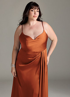Azazie Brielle Brautjungfernkleider A-Linie Cowl-Spaghettiträger Stretch-Satin Kleid Kanel image11