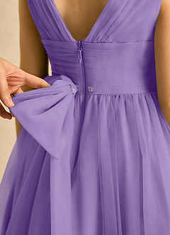 Azazie Macaron Robe Demoiselle D'honneur Fillette Robe Trapèze en Tulle Plissée Tahiti image6