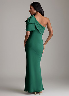Azazie Yuanna Bridesmaid Dresses Emerald Mermaid One Shoulder Chiffon Dress image6