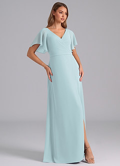 Azazie Ambrosia Bridesmaid Dresses Mist A-Line Pleated Chiffon Dress image4