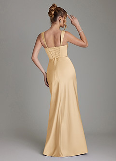 Azazie Agustina Robes de demoiselle d'honneur Robe Sirène en Satin extensible Corset Or image2