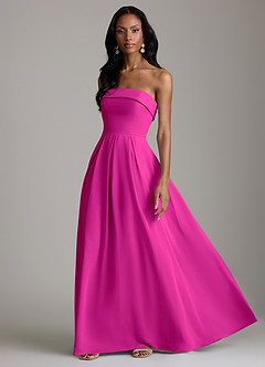 Azazie Lucienne Bridesmaid Dresses Fuchsia A-Line Strapless Chiffon Convertible Dress image5