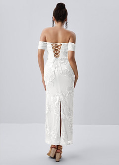 Berenice Weiß Stretch-Maxikleid aus 3D-Blumenspitze image3