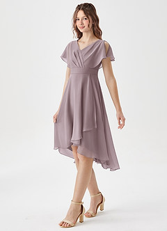 Azazie Graciela Junior Dusk A-Line Pleated Chiffon Dress image4