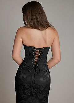 Azazie Electra Bridesmaid Dresses Midnight Jacquard Mermaid Corset Floral Jacquard Dress image8