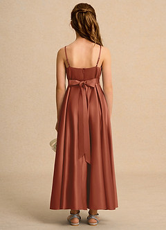 Azazie Pebbles Junior Formal Flower Girl Klänningar Klä A-Line i Matt satäng Plisserad image3