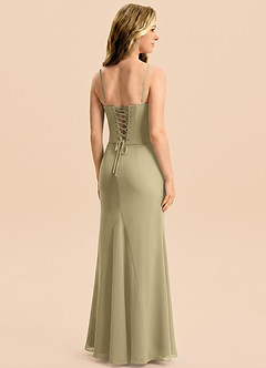 Azazie Sorrel Junior Meerjungfrau-Linie Plissee Chiffon Kleid Moosgrün image2