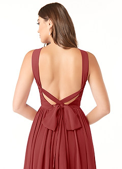 Azazie Dionne Bridesmaid Dresses Rust A-Line Corset Chiffon Dress image3