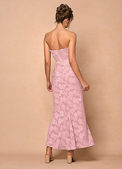 Robe Longue Rose Poussiéreux Ezrena image2