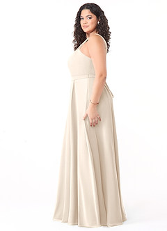 Azazie Dixie Bridesmaid Dresses White Alabaster A-Line Halter Pleated Chiffon Dress image8