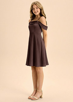 Azazie Anselie Junior Klä av A-Line i Stretch Satin Plisserad image4