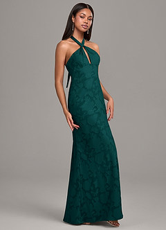 Azazie Ailany Bridesmaid Dresses Pine A-Line Pleated Floral Burnout Dress image6