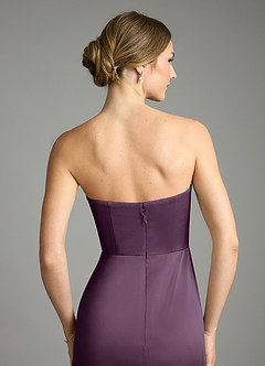 Azazie Wren Bridesmaid Dresses Plum A-Line Strapless Stretch Satin Convertible Dress image6