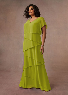 Azazie OHara Mother of the Bride Dresses Lemongrass A-Line V-Neck Chiffon Dress image13