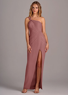 Azazie Tatianna Jurken voor bruidsmeisjes Jurk van Chiffon met Kolom One-Shoulder Woestijnroos image3