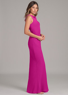 Azazie Allettie Vestidos de damas de honor Vestido de Fucsia de Gasa de Corte Sirena image7