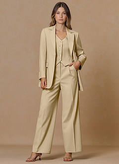 front Rowan Champagne Refined Weave Performance 2-Piece Suit