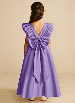 Azazie Piglette Flower Girl Dresses Tahiti A-Line Bow Matte Satin Dress image1