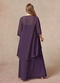 Azazie Weisz Mother of the Bride Dresses Plum A-Line Square Neckline Pleated Chiffon Dress image8
