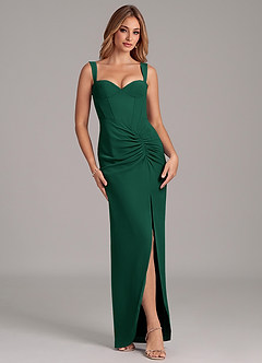 Azazie Ayla Bridesmaid Dresses Emerald Sheath Sweetheart Neckline Chiffon Dress image3