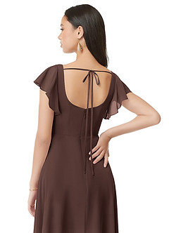 Azazie Bondi Bridesmaid Dresses Ganache A-Line Ruched Chiffon Dress image5