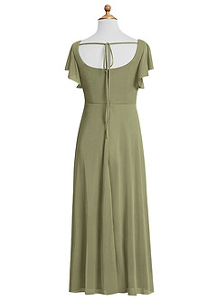 Azazie Bondi Junior Pistachio A-Line Side Slit Mesh Dress image2
