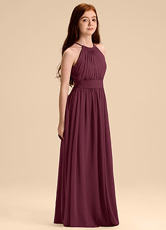 Azazie Malone Junior Robe Trapèze en Mousseline de soie Plissée Cabernet image5