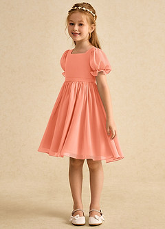 Azazie Jolie Blumenmädchenkleider A-Linie mit ärmel Chiffon Kleid Sonnenuntergang image5