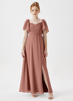 Azazie Chloe Junior Cedar Rose A-Line Sweetheart Neckline Chiffon Dress image4