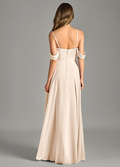 Azazie Chelsey 신부 들러리 드레스 A라인 오프 더 숄더 쉬폰 바닥 길이 드레스 image7