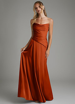 Azazie Gabriela Robes de demoiselle d'honneur Robe Trapèze en Satin extensible Corset Paprika image7