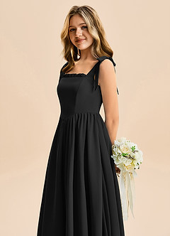 Azazie Delia Junior Abito A-Line in Chiffon Fiocco Nero image7