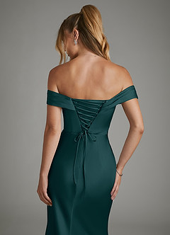 Azazie Hayden Bridesmaid Dresses Pine Mermaid Corset Stretch Satin Dress image7