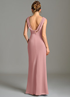 Azazie Kieryn Robes de demoiselle d'honneur Robe Sirène en Mousseline de soie Plissée Rose Poussiéreuse image2