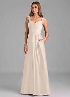 Azazie Beatrice 신부 들러리 드레스 A라인 스윗하트 네크라인 스트레치 새틴 바닥 길이 드레스 image3