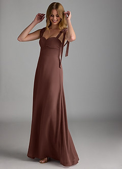 Azazie Lizet Bridesmaid Dresses Espresso A-Line Sweetheart Neckline Chiffon Dress image1
