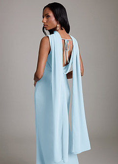 Azazie Linelle Bridesmaid Dresses Sky Blue Mermaid Pleated Chiffon Dress image9